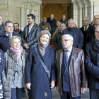 En primera fila Milagros Marcos, María José Salgueiro, Isabel García Tejerina, Jesús Carrión y Jesús Julio Carnero ayer, en La Santa Espina.-ICAL