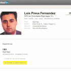 Página de Linkedin, en la que Presa se presenta de gerente-El Mundo