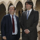 Iceta y Puigdemont, en el Palau de la Generalitat.-JULIO CARBÓ