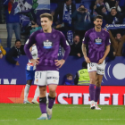 Desesperación del Real Valladolid tras encajar un gol ante el Espanyol. / A. PRESS