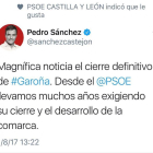 Mensaje de Pedro Sánchez en tweeter-E.M.