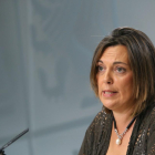 La consejera de Agricultura y portavoz de la Junta, Milagros Marcos, durante la rueda de prensa posterior al Consejo de Gobierno de Castilla y León-RUBÉN CACHO / ICAL