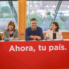 José Luis Ábalos, Cristina Narbona, Pedro Sánchez, Adriana Lastra y Óscar Puente, en el Museo de la Ciencia.-ICAL