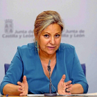 Rosa Valdeón en su primera rueda de prensa del Consejo de Gobierno.-Ical