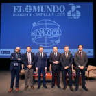 D Izqda a Dcha, el subdirector de El Mundo de Castilla y León, Felipe Ramos; Juan Manuel Corchado (Usal);  José Manuel Pérez (Bodegas Pérez Pascuas); Cipriano García (Caja Rural de Zamora); Jesús María García (Aquona CyL) y Eduardo Gordaliza (RTVCyL).-ICAL
