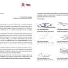 Carta remitida por Luis Tudanca desde Valladolid a la gestora, con las firmas de los barones que lideran la abstención técnica.-E. M.