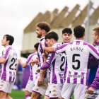 Celebración de la victoria ante la Gimnástica de Torrelavega