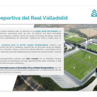 Parte del documento que ha hecho llegar Inexo a los posibles socios, con la infografía de la obra de la Ciudad Deportiva, tasada en 18 millones.