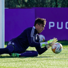 Aceves, en un entrenamiento con el Real Valladolid.