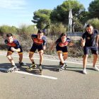 Los vallisoletanos  Álvaro, Adrián, Adriana y Pablo López, antes de tomar parte en los World Skate Game.