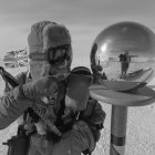 Antonio de la Rosa, a su llegada al Polo Sur Geográfico.