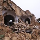 Imagen del estado actual del convento de San Bernardino de Siena en Cuenca de Campos tras el derrumbe del viernes 31 de enero.