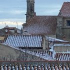 Manto de nieve sobre los tejados de Urueña hoy a las 7 de la mañana.