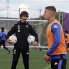 Rubio, con dos balones durante el entrenamiento del lunes.