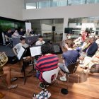 Músicos de la formación estadounidense, esta mañana