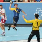 Alejandro Pisonero, en un contrataque durante el partido ante Logroño.