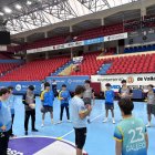 Tecnificación con los porteros del Recoletas con Iñaki Malumbres.