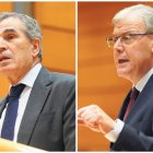 Juan José Sanz Vitorio y Antonio Silván, durante sus respectivas intervenciones en el Senado.