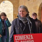 Carlos Martínez, en el atril montado para su comparecencia ante los medios en Soria.