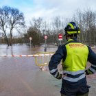 Casas y calles afectadas por la crecida del río Duero