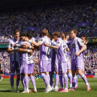 Celebración de uno de los goles del Real Valladolid 5-0 Albacete.