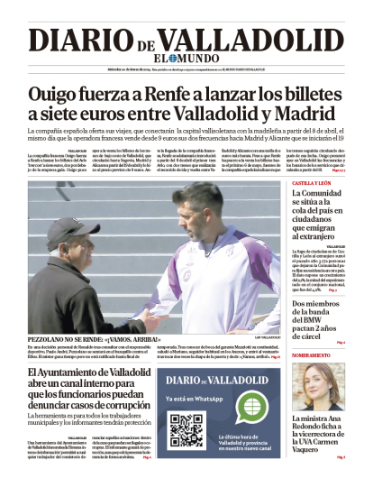 Portada de Diario de Valladolid del 20 de marzo de 2024