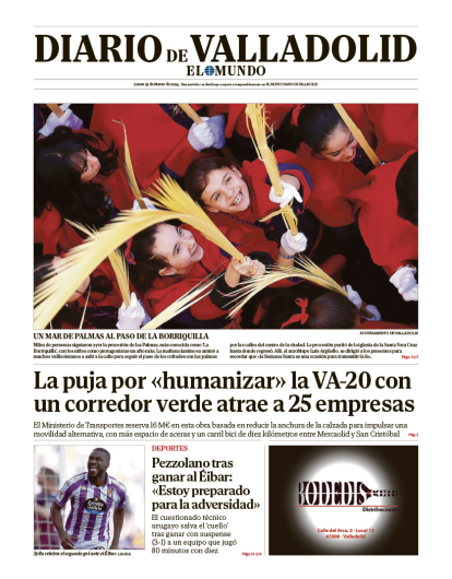 Portada de Diario de Valladolid del 25 de marzo de 2024