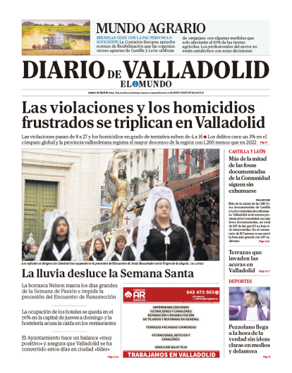 Portada de Diario de Valladolid del 1 de arbril de 2024
