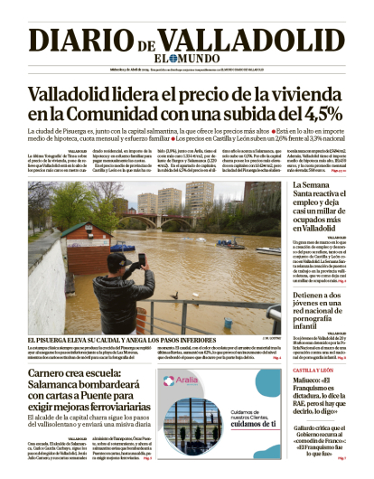 Portada de diario de Valladolid 2 de abril