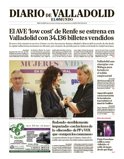 Portada de diario de Valladolid 6 de abril