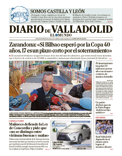 Portada de Diario de Valladolid del 9 de abril de 2024