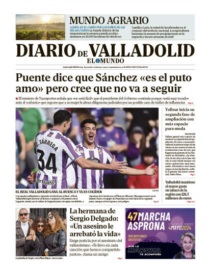 Portada de Diario de Valladolid del 29 de abril de 2024