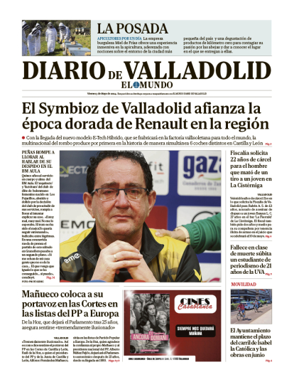 Portada de Diario de Valladolid del 3 de mayo de 2024