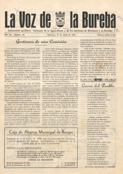 Artículo de Antonio Benaiges, 'El maestro que prometió el mar', publicado en el periódico 'La Voz de la Bureba'.