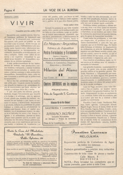 'Vivir', artículo de Antonio Benaiges, 'El maestro que prometió el mar', publicado en el periódico 'La Voz de la Bureba'