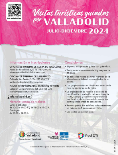 Folleto Visitas Turísticas Guiadas por Valladolid (julio-diciembre)