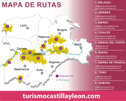 Mapa Rutas Vino Castilla y Leon