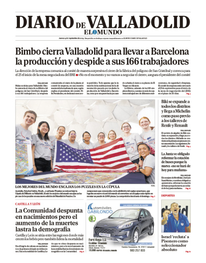 Portada de Diario de Valladolid del 18 de septiembre de 2024