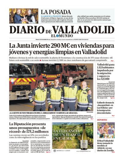 portada de Diario de Valladolid del 8 de noviembre