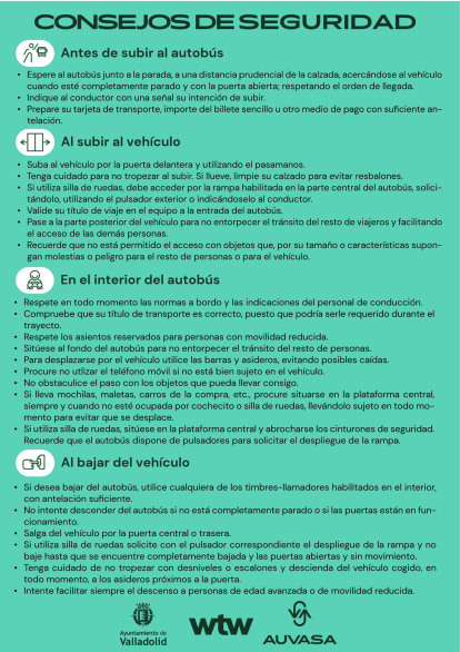 Consejos de seguridad de Auvasa.