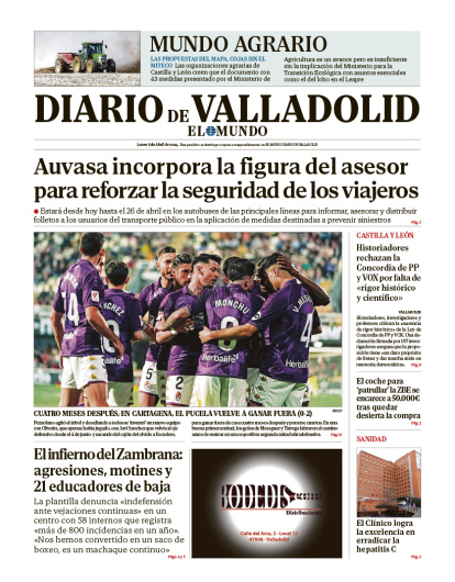 Portada de diario de Valladolid 8 de abril