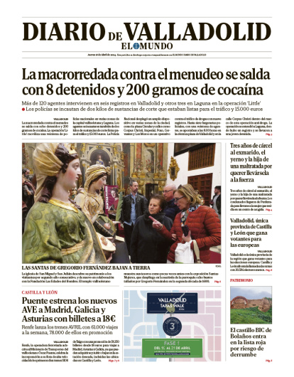 Portada de Diario de Valladolid del jueves 18 de julio de 2024.