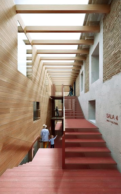 Su proyecto recurre a los colores del vino tinto y exprime la luz natural