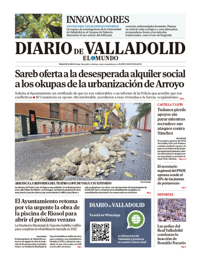 Portada del 8 de octubre de Diario de Valladolid