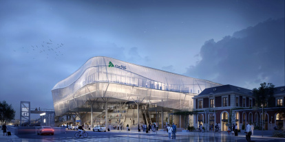 Recreación virtual de la nueva estación de tren de Campo Grande de Valladolid.