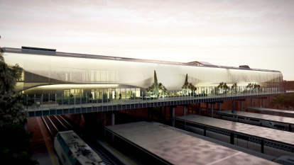 Recreación virtual de la nueva estación de tren de Campo Grande de Valladolid.
