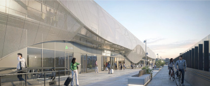 Recreación virtual de la nueva estación de tren de Campo Grande de Valladolid.