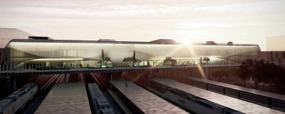 Recreación virtual de la nueva estación de tren de Campo Grande de Valladolid.