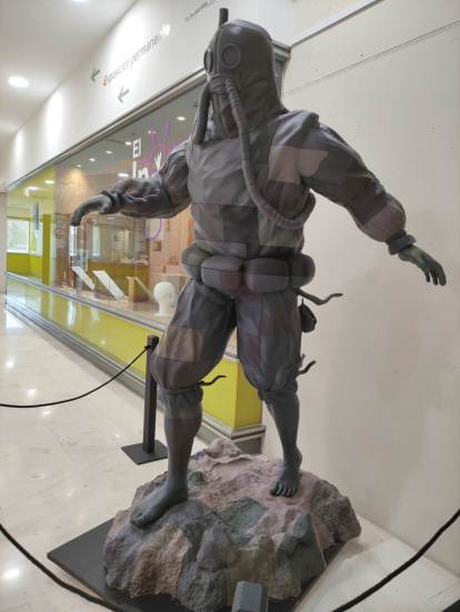Recreación del traje de buzo de Jerónimo de Ayanz, en el Museo de la Ciencia de Valladolid