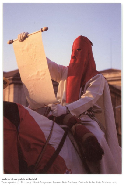 Tarjeta Postal del pregonero del Sermón de las Siete Palabras, 1929.